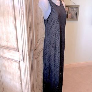 Mossimo Maxi Dress Black Crocheted Lace Panel Sleeveless Tank New Lined XS